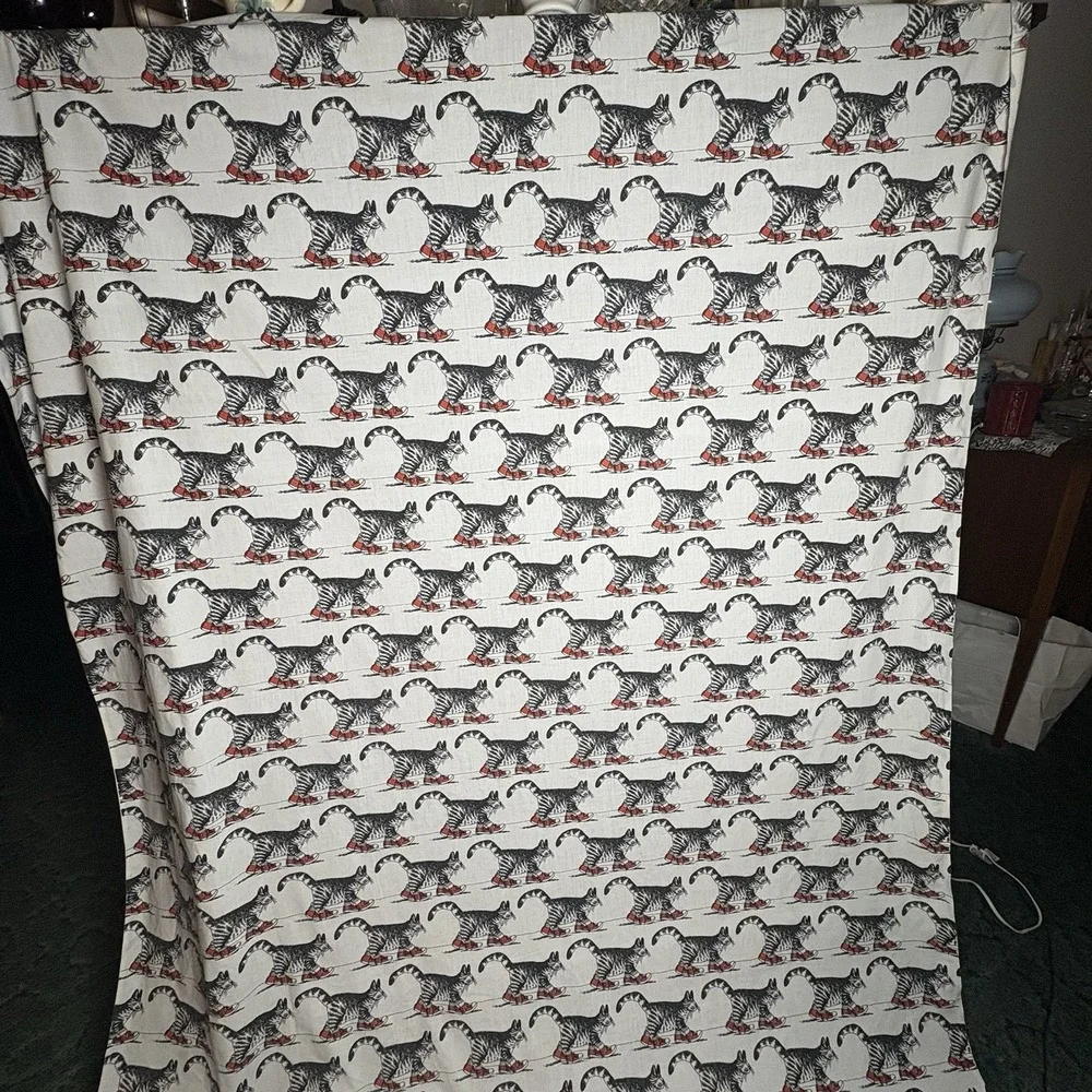 B Kliban Cat Lover Sewing Fabric Vintage Material Crafts Twin Flat Sheet VTG